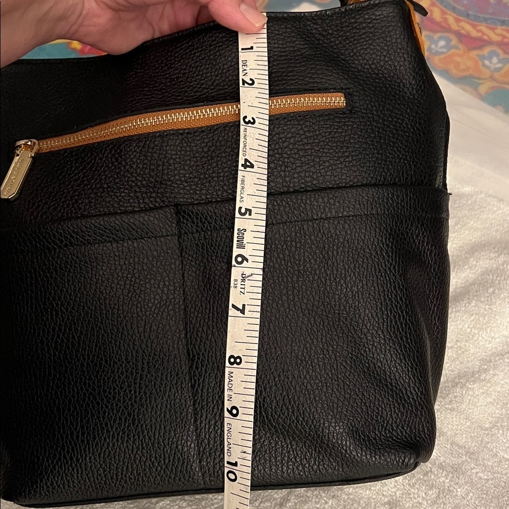 Valentina Black and Tan Hobo Bag with Metallic Accents - Picture 7 of 8